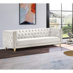 Michelle 90" Velvet Upholstered Sofa in Cream