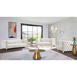 Michelle 90" Velvet Upholstered Sofa in Cream