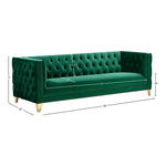 Michelle 90" Velvet Upholstered Sofa in Green