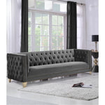 Michelle 90" Velvet Upholstered Sofa in Grey