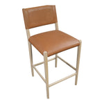 Andie Vegan Leather Upholstered Counter Stool in Cognac