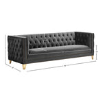 Michelle 90" Velvet Upholstered Sofa in Grey