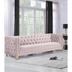 Michelle 90" Velvet Upholstered Sofa in Pink