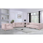 Michelle 90" Velvet Upholstered Sofa in Pink