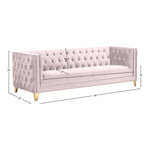 Michelle 90" Velvet Upholstered Sofa in Pink
