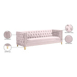 Michelle 90" Velvet Upholstered Sofa in Pink