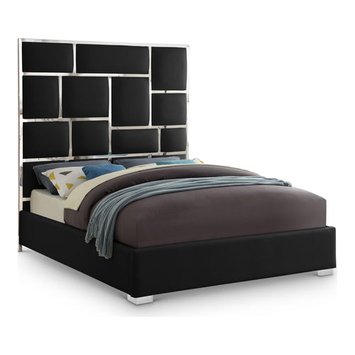 Milan Vegan Leather Upholstered King Bed in Black