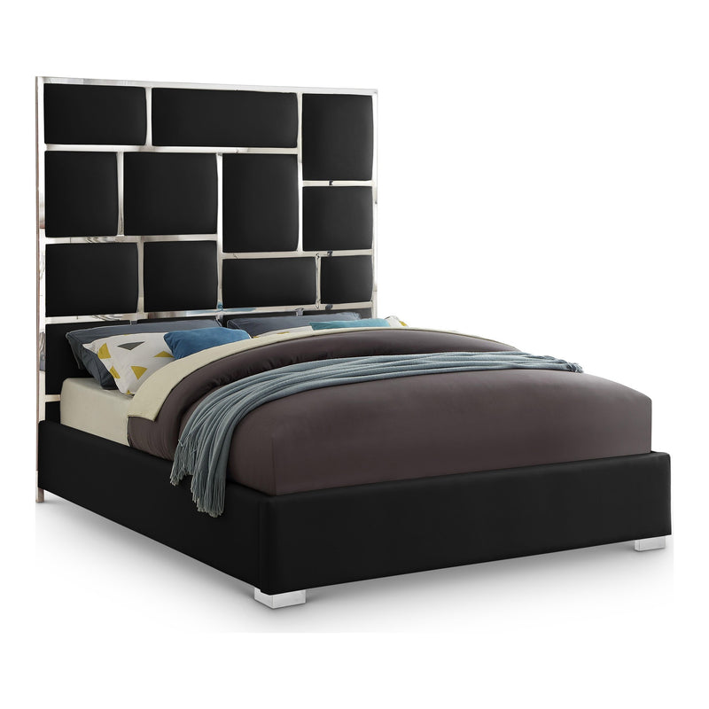 Milan Vegan Leather Upholstered King Bed in Black