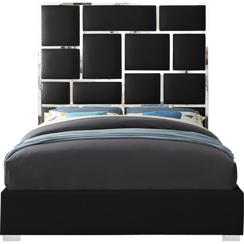 Milan Vegan Leather Upholstered King Bed in Black
