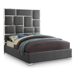 Milan Vegan Leather Upholstered King Bed in Grey