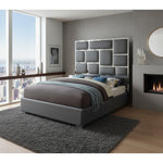 Milan Vegan Leather Upholstered King Bed in Grey