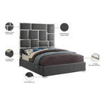 Milan Vegan Leather Upholstered King Bed in Grey