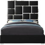 Milan Vegan Leather Upholstered Queen Bed in Black