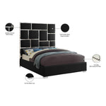 Milan Vegan Leather Upholstered Queen Bed in Black