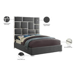 Milan Vegan Leather Upholstered Queen Bed in Grey