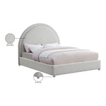 Milo Boucle Fabric Upholstered King Bed in Cream