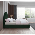 Milo Boucle Fabric Upholstered King Bed in Green
