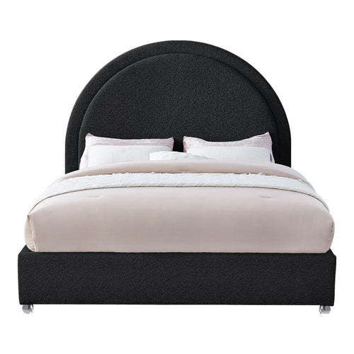 Milo Boucle Fabric Upholstered Queen Bed in Black