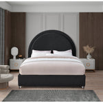 Milo Boucle Fabric Upholstered Queen Bed in Black