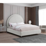 Milo Boucle Fabric Upholstered Queen Bed in Cream