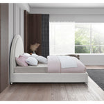 Milo Boucle Fabric Upholstered Queen Bed in Cream