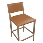 Andie Vegan Leather Upholstered Counter Stool in Cognac