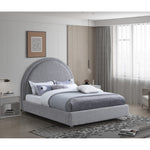 Milo Boucle Fabric Upholstered Queen Bed in Grey
