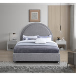 Milo Boucle Fabric Upholstered Queen Bed in Grey