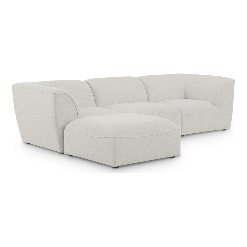 Miramar 109" Linen Textured Fabric Upholstered 4pc. Modular Sectional in Cream
