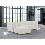 Miramar 109" Linen Textured Fabric Upholstered 4pc. Modular Sectional in Cream