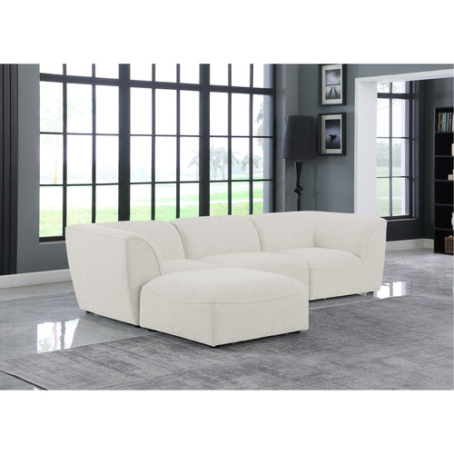 Miramar 109" Linen Textured Fabric Upholstered 4pc. Modular Sectional in Cream