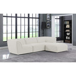 Miramar 109" Linen Textured Fabric Upholstered 4pc. Modular Sectional in Cream