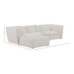 Miramar 109" Linen Textured Fabric Upholstered 4pc. Modular Sectional in Cream