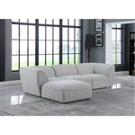 Miramar 109" Linen Textured Fabric Upholstered 4pc. Modular Sectional in Grey