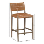 Andie Vegan Leather Upholstered Counter Stool in Cognac