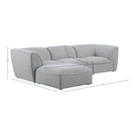 Miramar 109" Linen Textured Fabric Upholstered 4pc. Modular Sectional in Grey