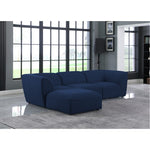 Miramar 109" Linen Textured Fabric Upholstered 4pc. Modular Sectional in Navy