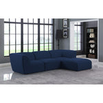 Miramar 109" Linen Textured Fabric Upholstered 4pc. Modular Sectional in Navy