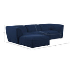 Miramar 109" Linen Textured Fabric Upholstered 4pc. Modular Sectional in Navy