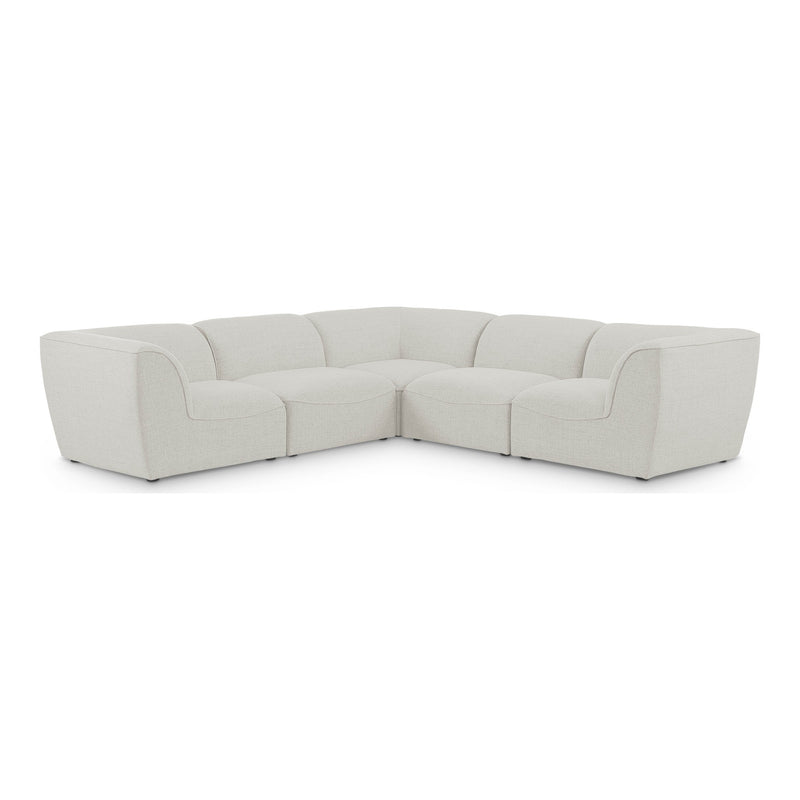 Miramar 109" Linen Textured Fabric Upholstered 5pc. Modular Sectional in Cream