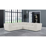 Miramar 109" Linen Textured Fabric Upholstered 5pc. Modular Sectional in Cream