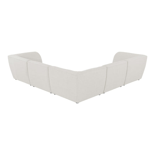 Miramar 109" Linen Textured Fabric Upholstered 5pc. Modular Sectional in Cream