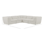 Miramar 109" Linen Textured Fabric Upholstered 5pc. Modular Sectional in Cream