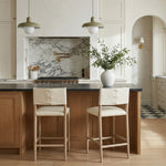 Andie Vegan Leather Upholstered Counter Stool in Cream