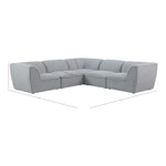 Miramar 109" Linen Textured Fabric Upholstered 5pc. Modular Sectional in Grey