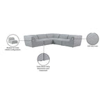 Miramar 109" Linen Textured Fabric Upholstered 5pc. Modular Sectional in Grey