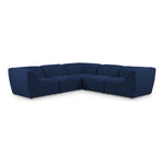 Miramar 109" Linen Textured Fabric Upholstered 5pc. Modular Sectional in Navy