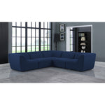 Miramar 109" Linen Textured Fabric Upholstered 5pc. Modular Sectional in Navy