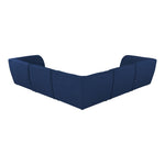 Miramar 109" Linen Textured Fabric Upholstered 5pc. Modular Sectional in Navy
