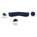 Miramar 109" Linen Textured Fabric Upholstered 5pc. Modular Sectional in Navy